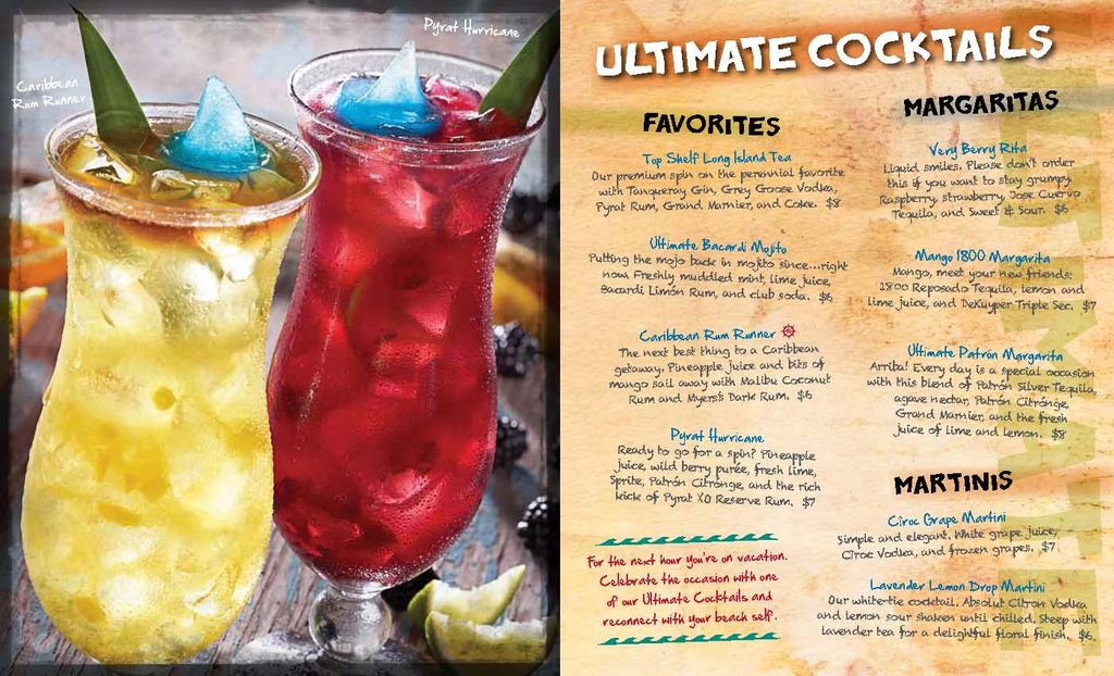 One page from the beverage menu at a new restauran