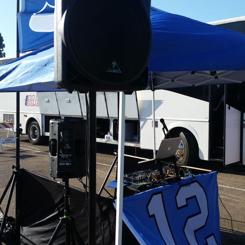 My DJ Booth With The Limo Bus At Chargers Game (20