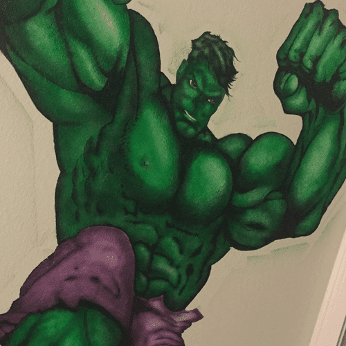 6' wall mural of Hulk action.
