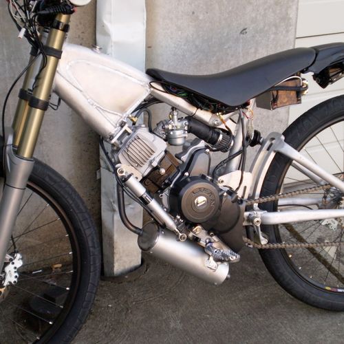 prototype hybrid bicycle powered by a small gas en