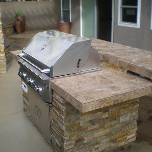 Custom BBQ Island with natural stacked stone. With