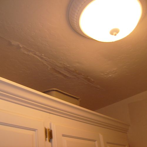 Water damage on ceiling. 1 of 4