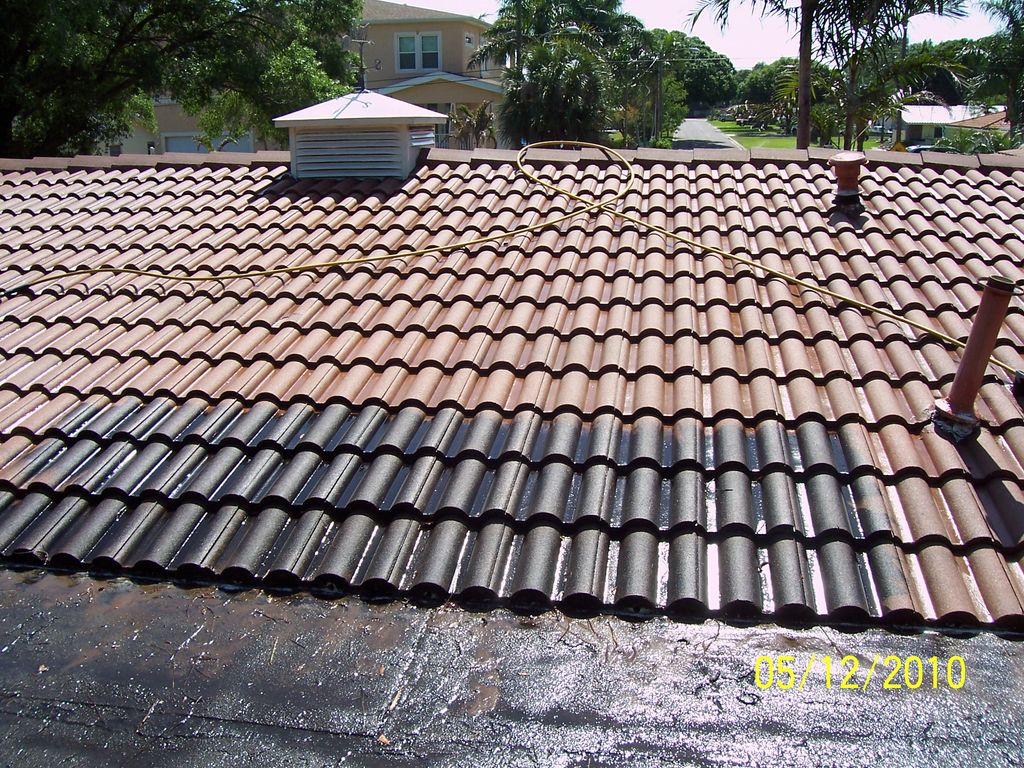 Before/ during roof cleaning