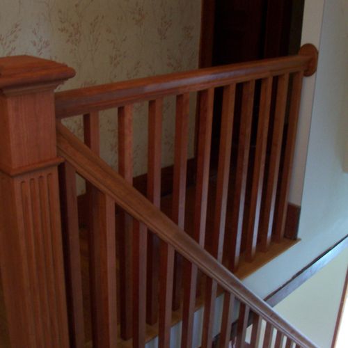 Cherry handrails and newel posts