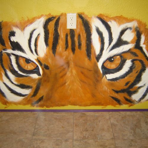 LSU Tiger mural work