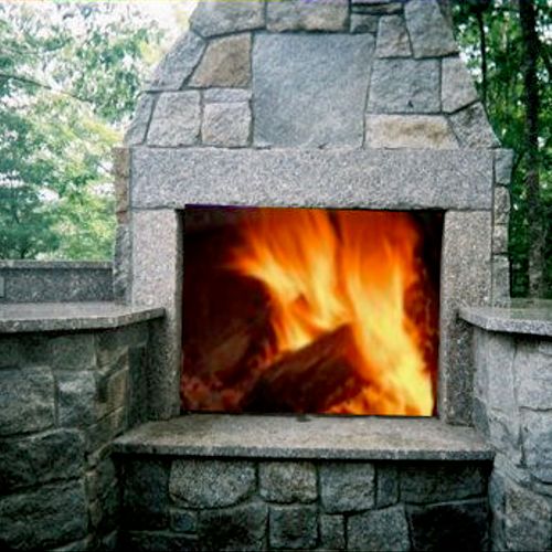granite outdoor fireplace