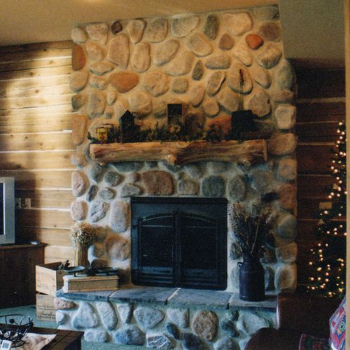 I also do fireplaces with log mantels and stone wo