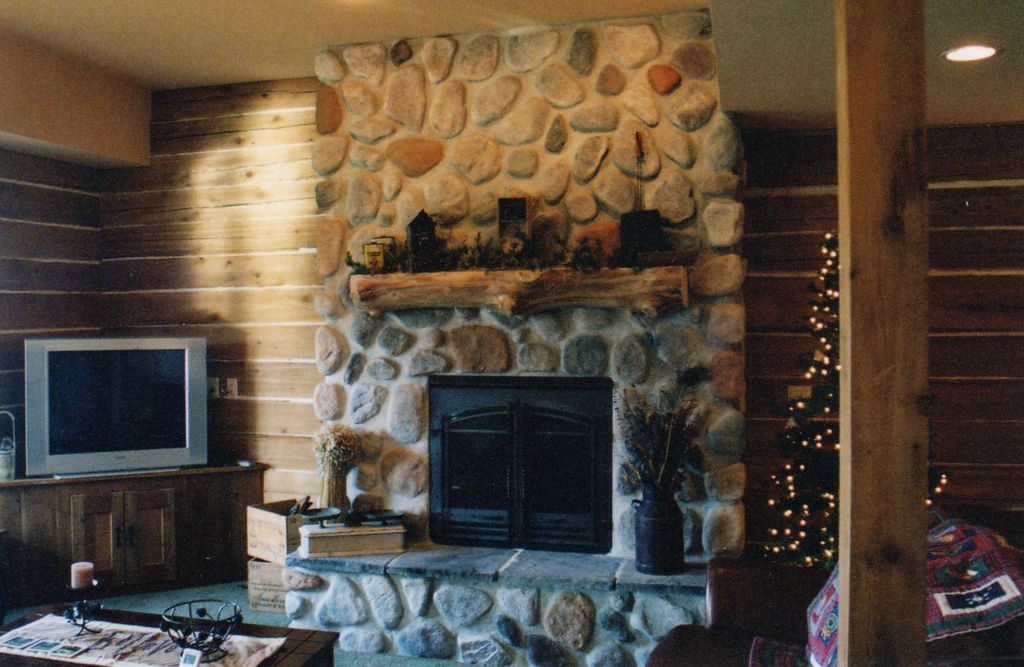I also do fireplaces with log mantels and stone wo