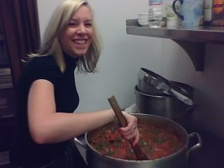 Erica stirring up the gumbo!