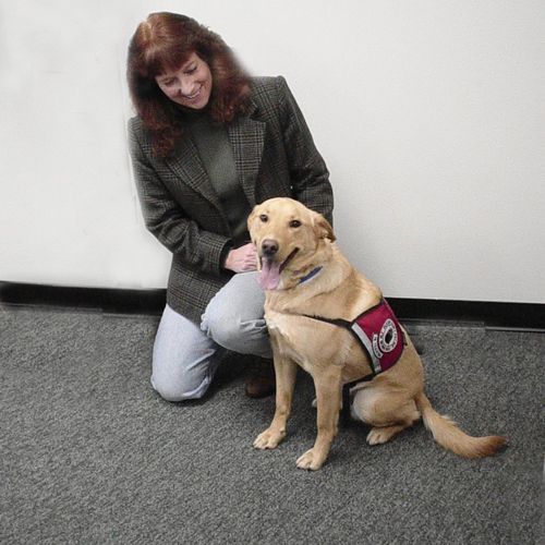 Kathy with Service Dog "Friday" in training.