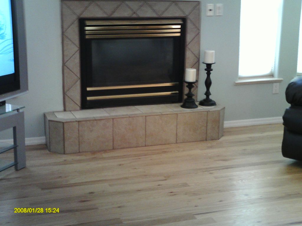 Northern red oak glued down to concrete slab and t