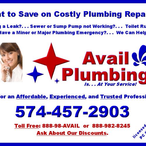 Save on Costly Plumbing Repairs.
574-457-2903