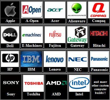 Here are a few computer brands we service but are 
