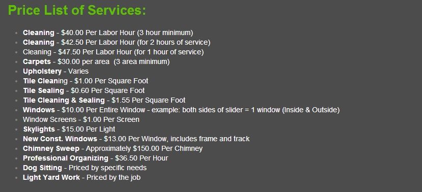 A brief, simple price list system.