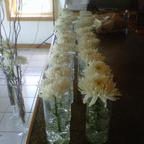 Centerpieces for the reception site.