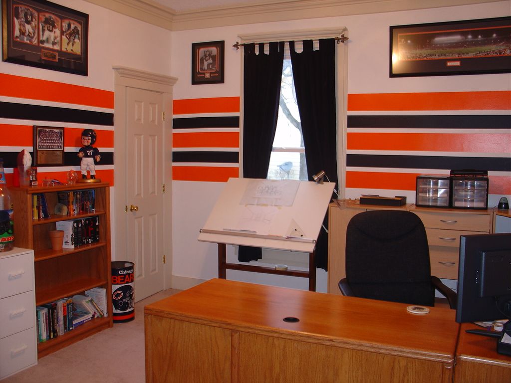 Home office for a huge Chicago Bears fan.