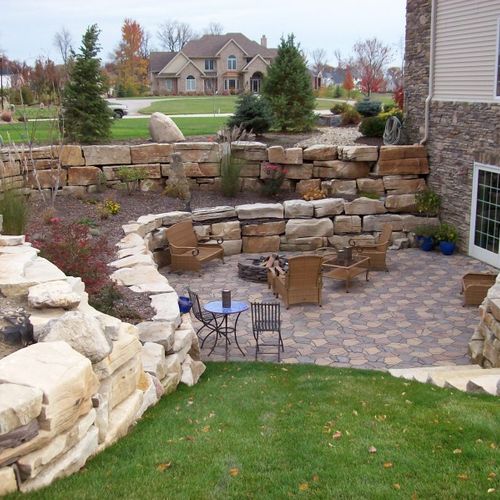 A Patio and Retaining wall project completed for a