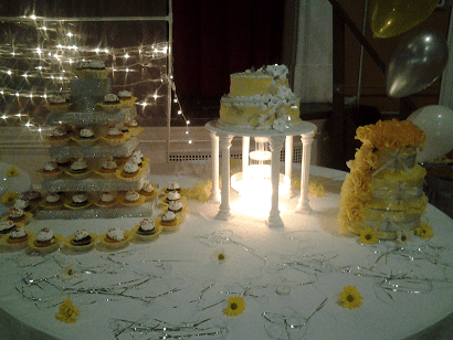 Cake table for an elegant baby shower