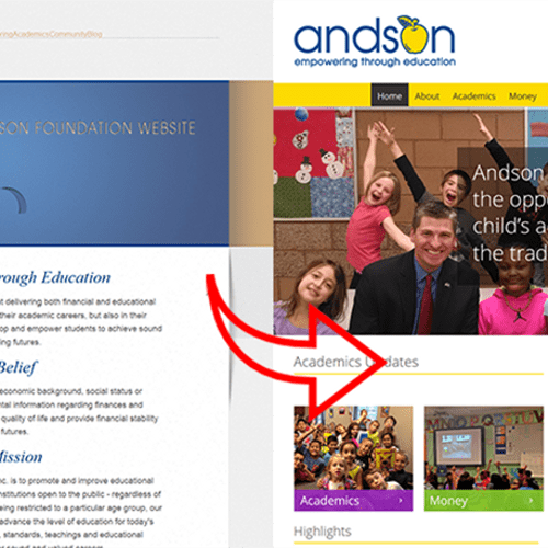 Before and After Andson.org Wordpress Web Developm