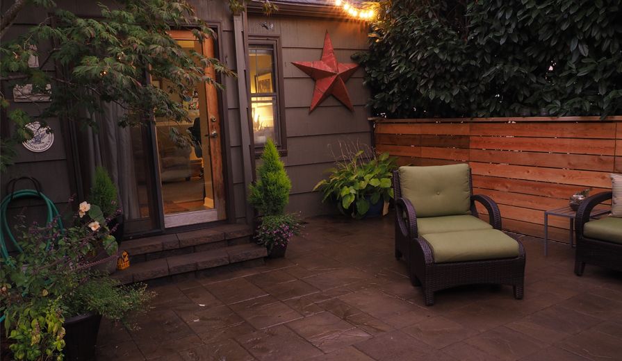 Paver patio with cedar fencing