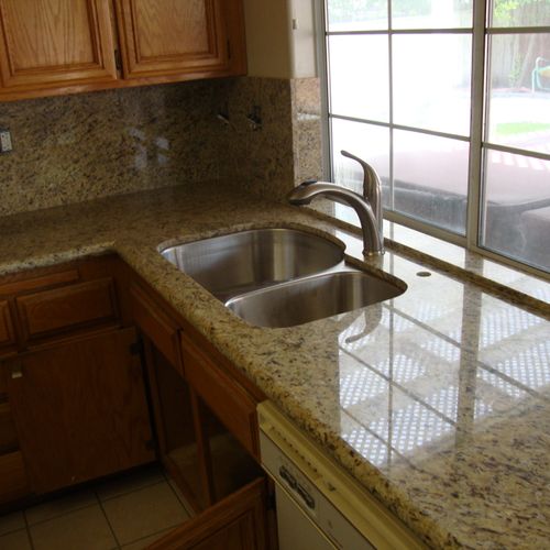 granite with stainless steel sink