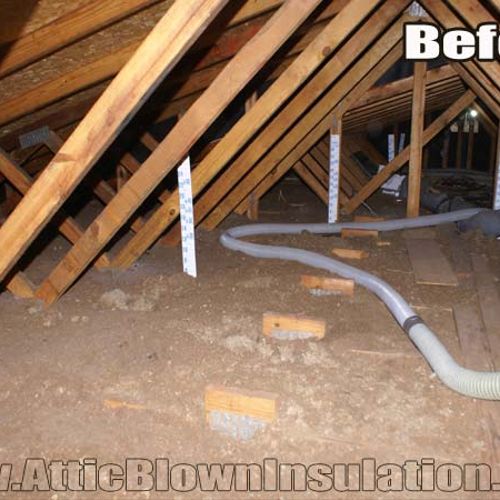 Attic insulation before installation