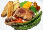 Duck confit with asparagus and fingerling potatoes