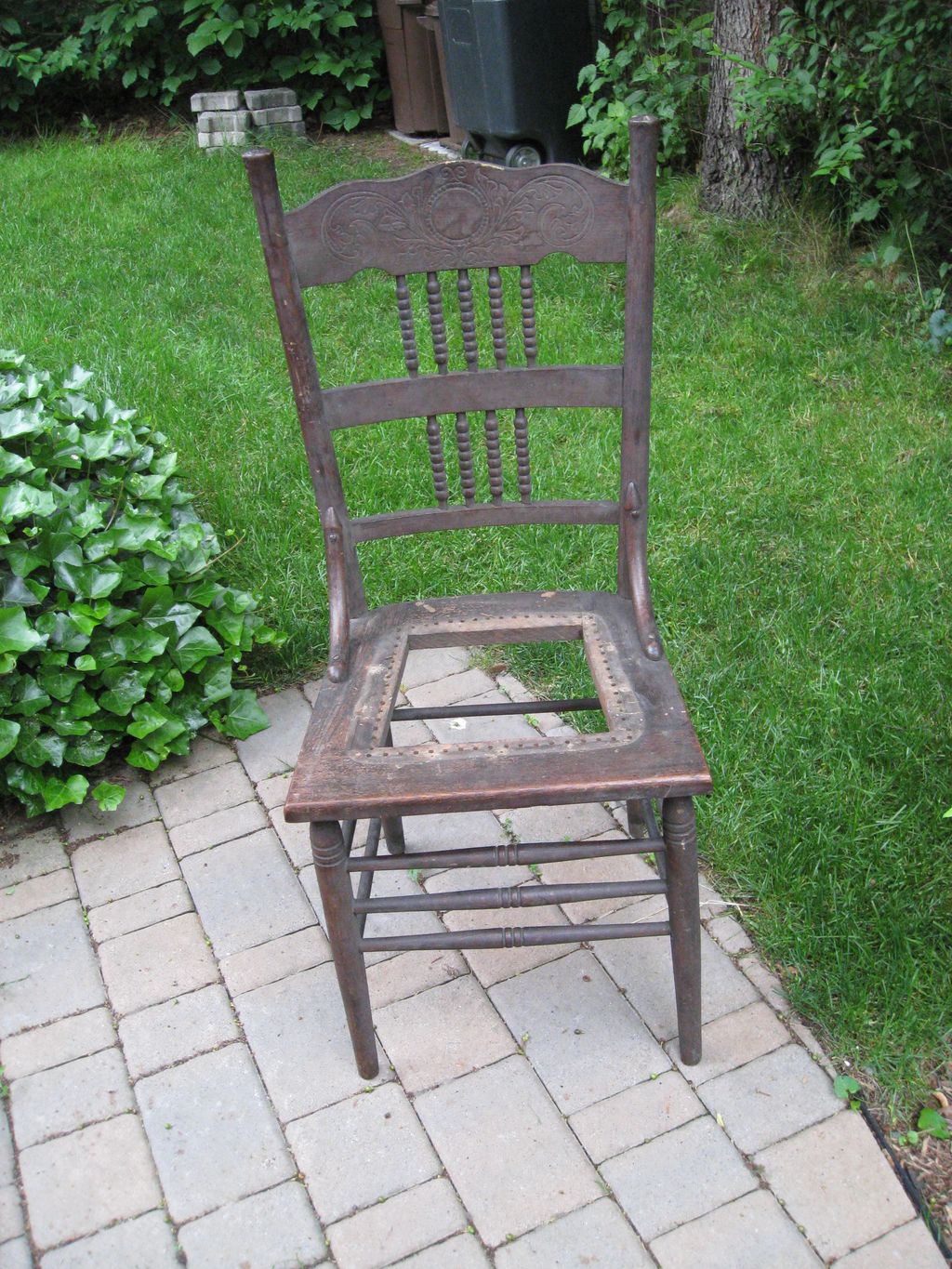 Kitchen chair purchased at a yard sale before rest