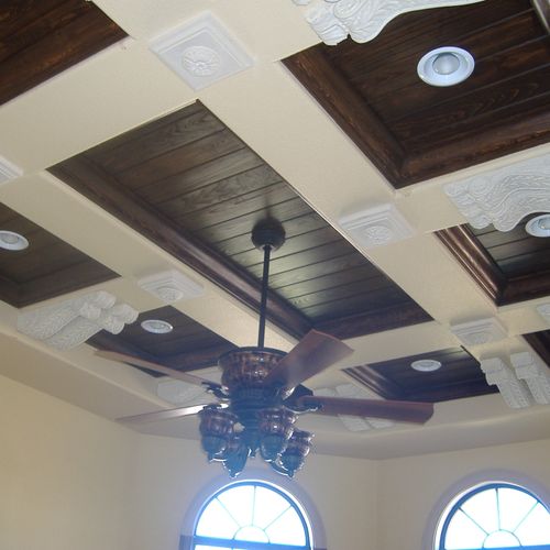 beautiful crown and wood ceilings