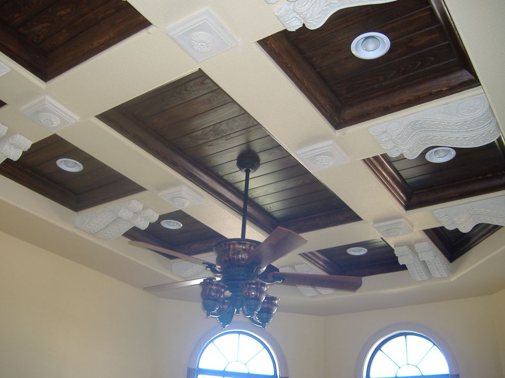 beautiful crown and wood ceilings
