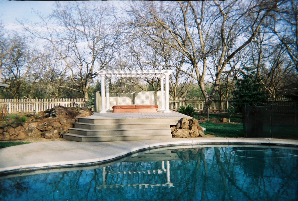 Composite decks and landscaping.