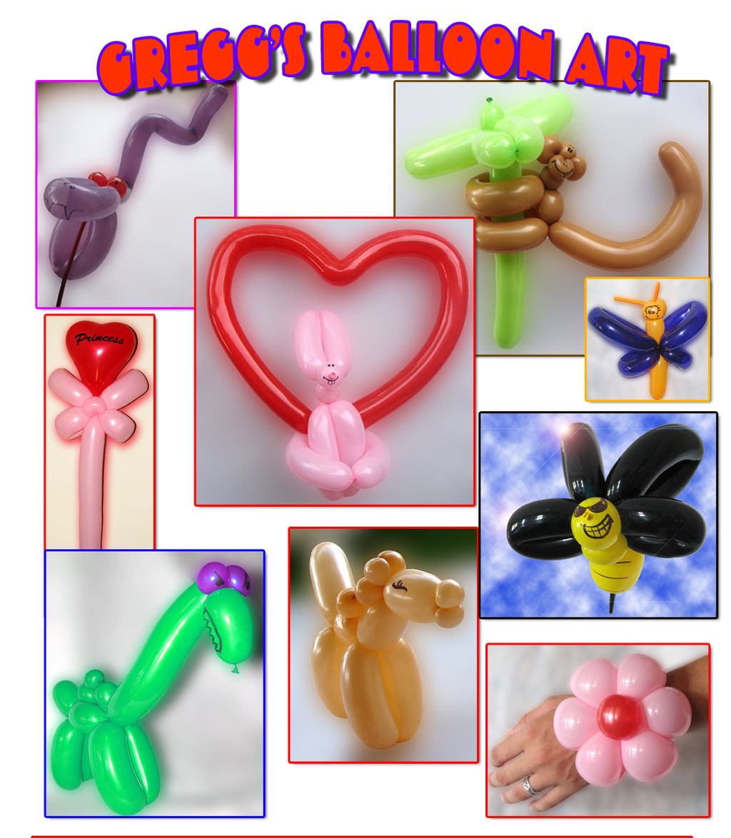Balloon twisting samples. Balloon animals.