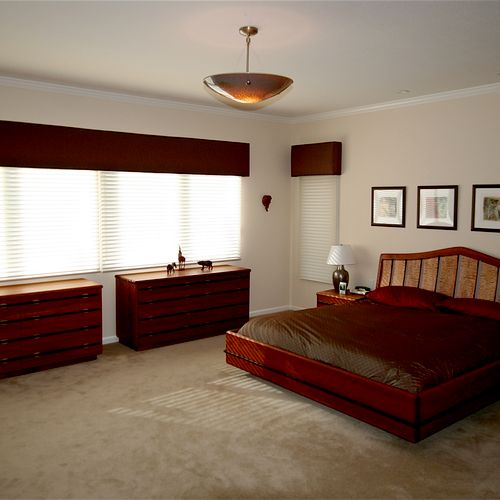 Custom bed and drawers and bed spread and cornice