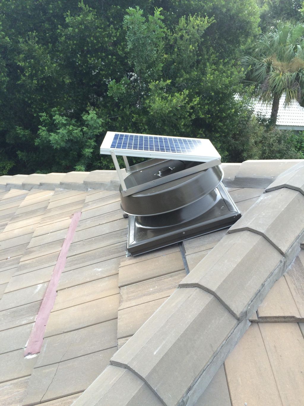 Solar Roof Fan installed on Tile