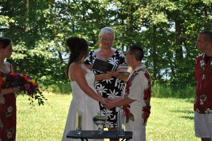 Beautiful day to be married beside a lake