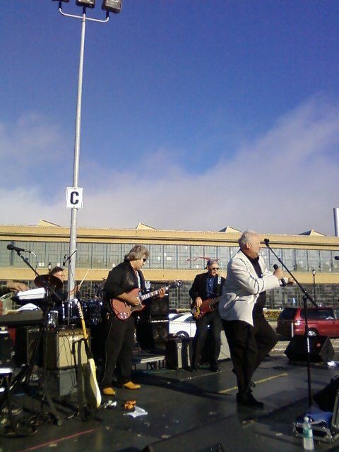 Blue Hand Band Performing in front of the Craneway