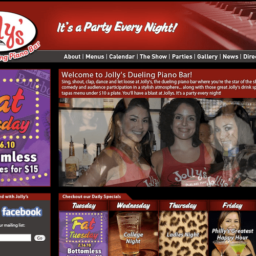 Jolly's Dueling Piano Bar website design
