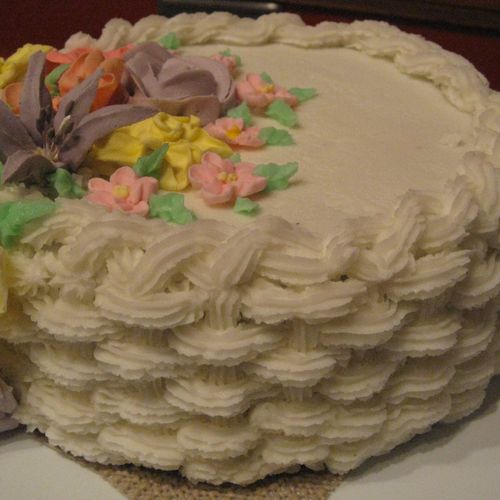flower cake with basket weave