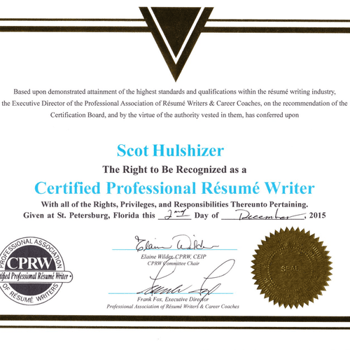 Certified Professional Resume Writer - Accredited 