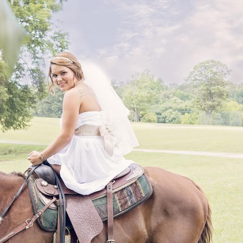 Beautiful bride on horseback