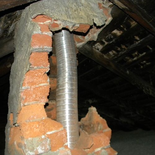 crumbled chimney found in attic