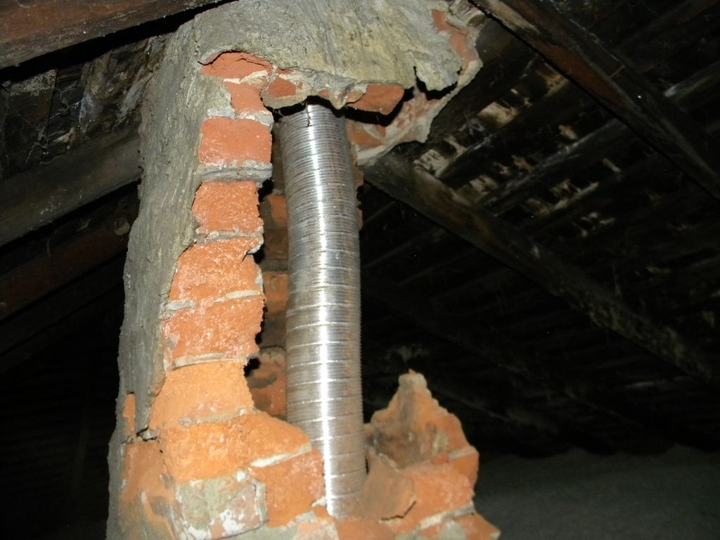 crumbled chimney found in attic