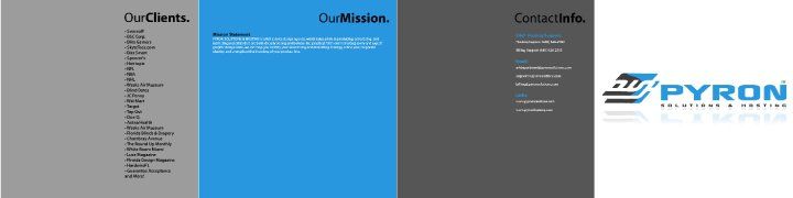 Front of Pyron Solutions brochure that, I designed