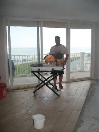 Me and the Felker wet saw over looking the Ocean .