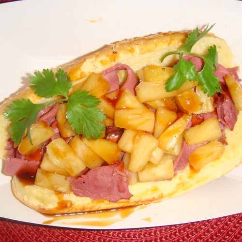 Hawaiian Teriyaki Grilled Hot Dog