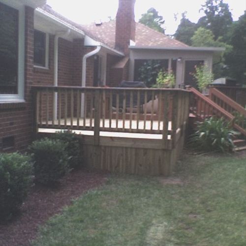 extended deck, added skirting, handrail & steps