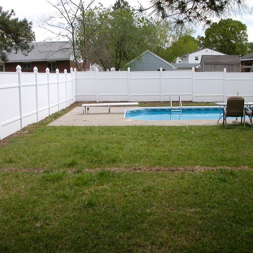Removed old fence & installed new PVC.. Installed 