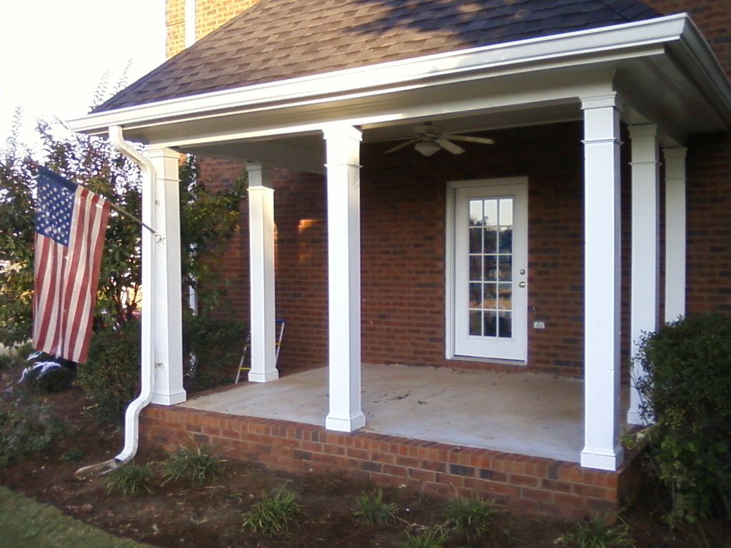 Pressure washed patio and painted porch.