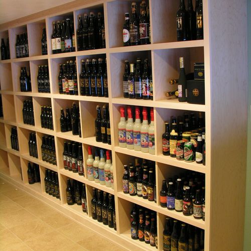 Wine cellar storage shelving.