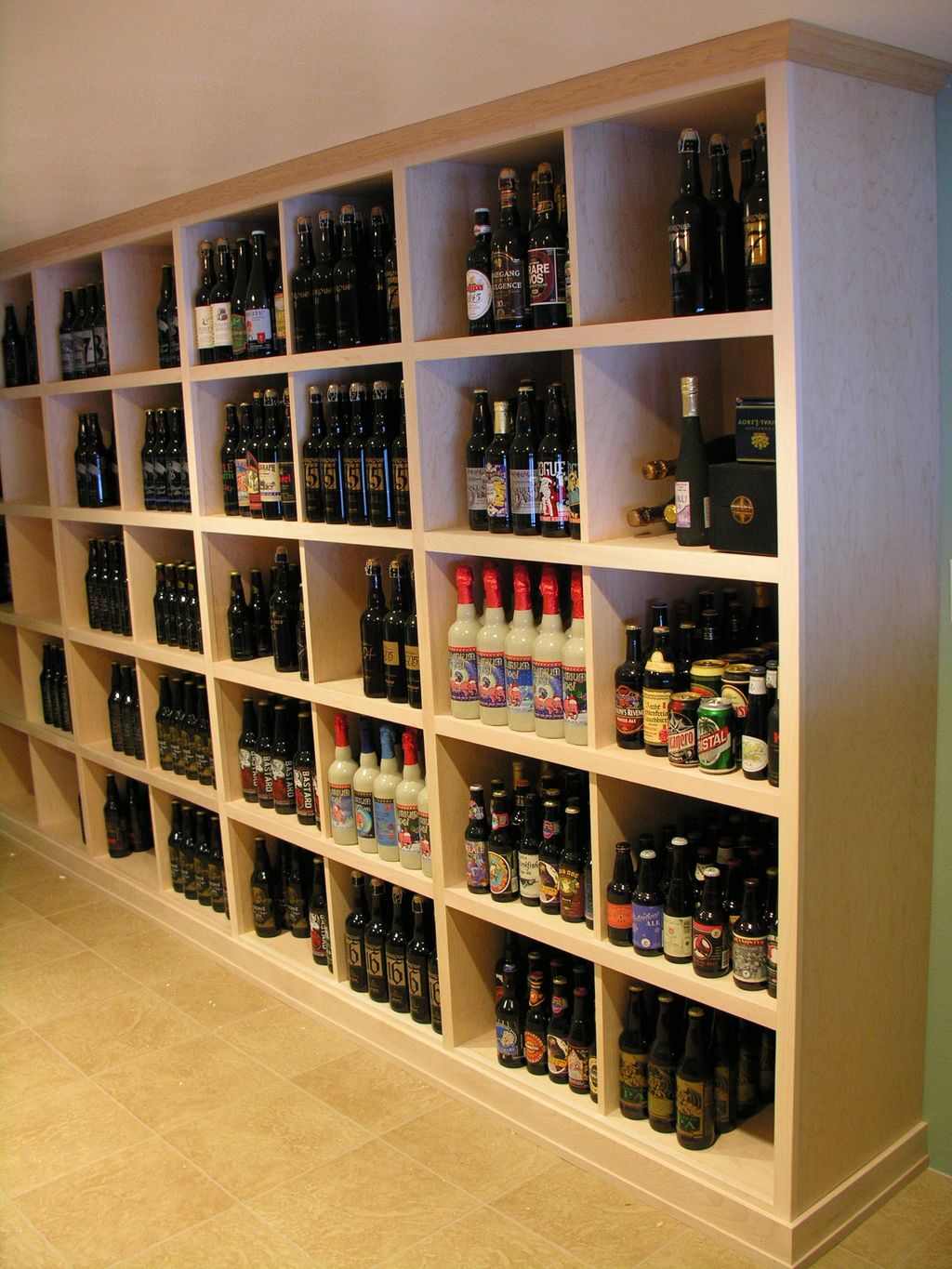 Wine cellar storage shelving.